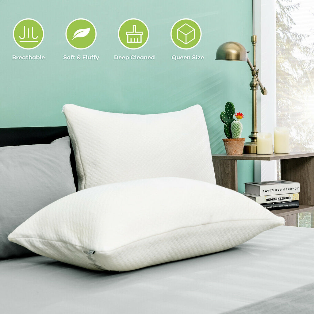 Shredded Memory Foam Bed Pillows Queen, 28x18 Inch (Set of 2)
