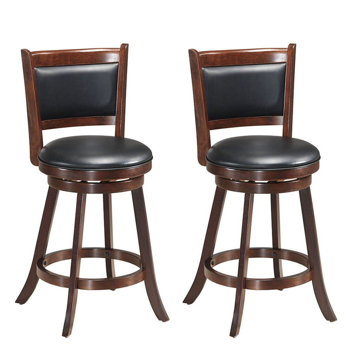 24 Inch Swivel Counter Stool, Upholstered - Gray, Set of 2