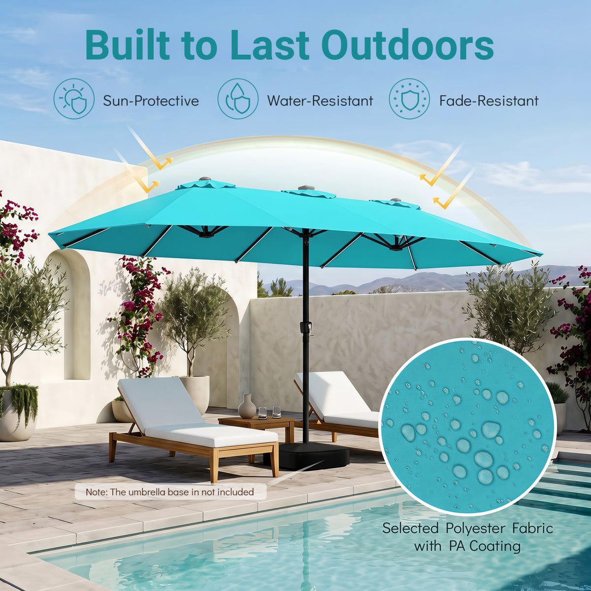 15.5FT Extra-Large Patio Umbrella 12 Reinforced Metal Ribs
