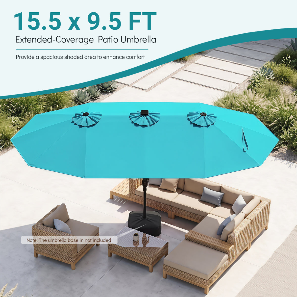 15.5FT Extra-Large Patio Umbrella 12 Reinforced Metal Ribs