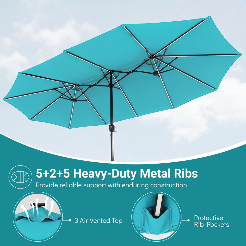 15.5FT Extra-Large Patio Umbrella 12 Reinforced Metal Ribs