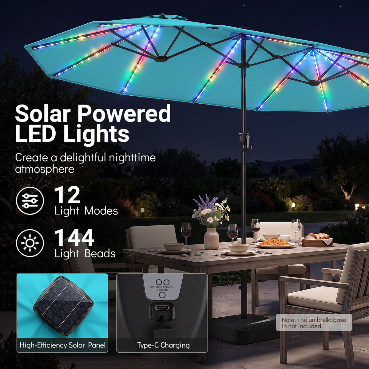 15.5FT Extra-Large Patio Umbrella 12 Reinforced Metal Ribs