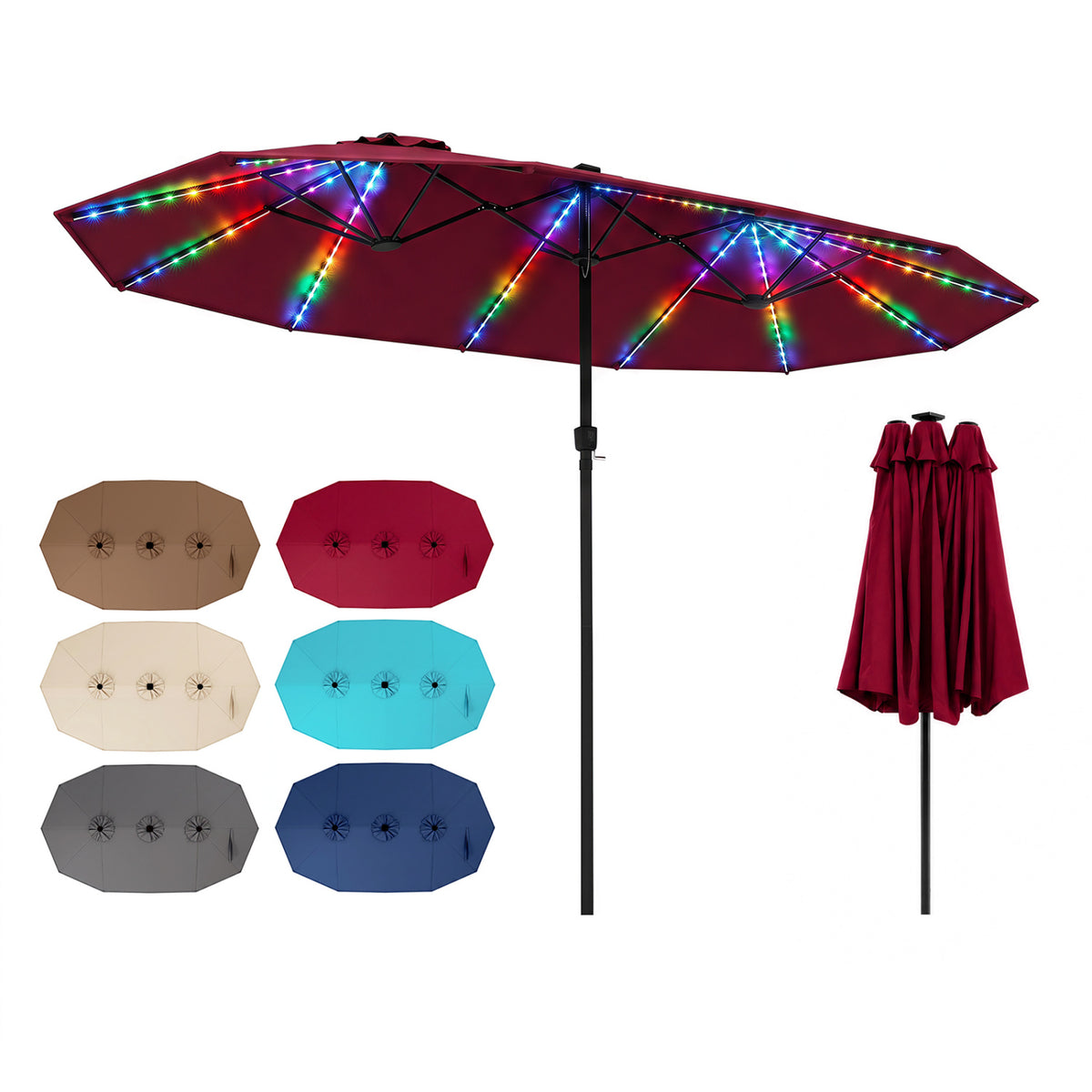 15.5FT Extra-Large Patio Umbrella 12 Reinforced Metal Ribs