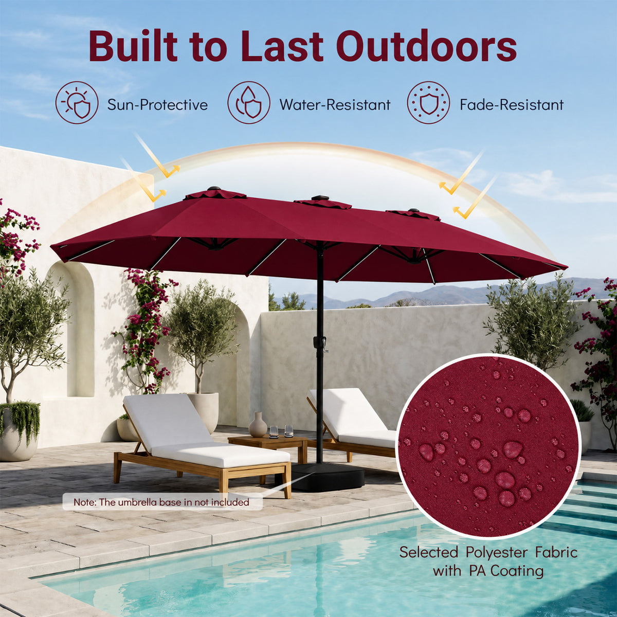15.5FT Extra-Large Patio Umbrella 12 Reinforced Metal Ribs