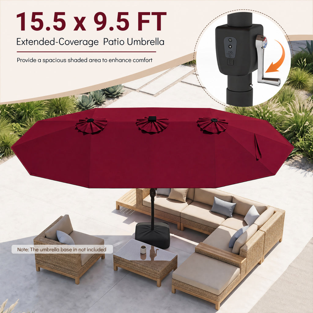 15.5FT Extra-Large Patio Umbrella 12 Reinforced Metal Ribs