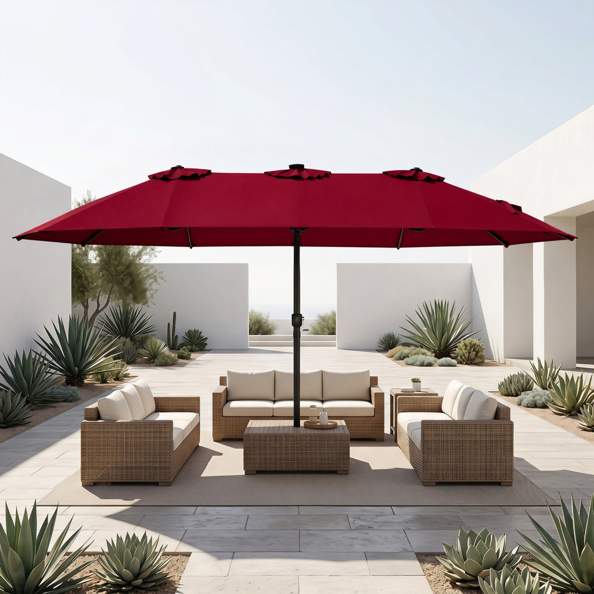 15.5FT Extra-Large Patio Umbrella 12 Reinforced Metal Ribs