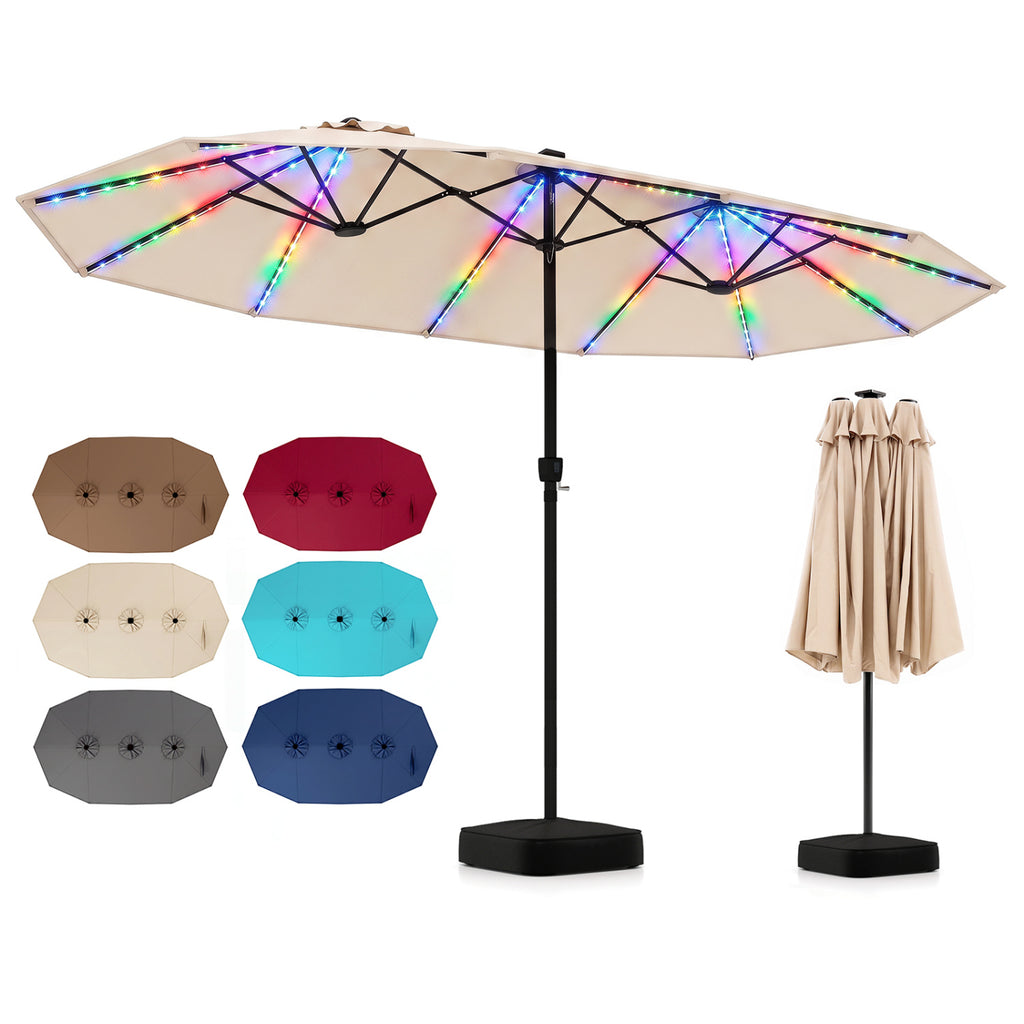 15.5FT Extra-Large Patio Umbrella with Base 12 Reinforced Ribs