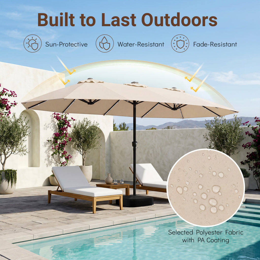 15.5FT Extra-Large Patio Umbrella with Base 12 Reinforced Ribs