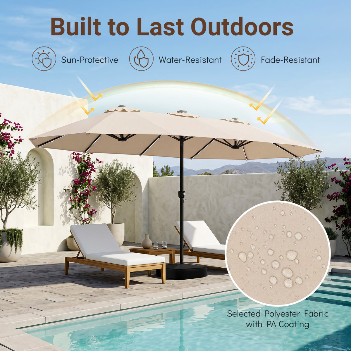 15.5FT Extra-Large Patio Umbrella with Base 12 Reinforced Ribs