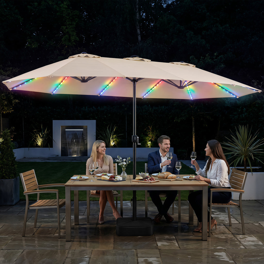 15.5FT Extra-Large Patio Umbrella with Base 12 Reinforced Ribs