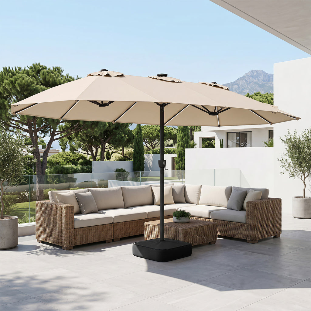15.5FT Extra-Large Patio Umbrella with Base 12 Reinforced Ribs