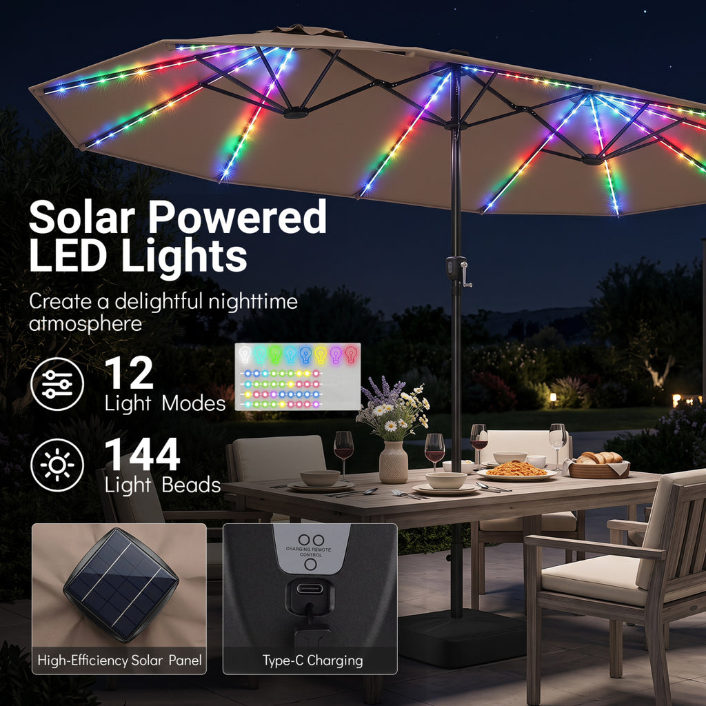 15.5FT Extra-Large Patio Umbrella with Base 12 Reinforced Ribs