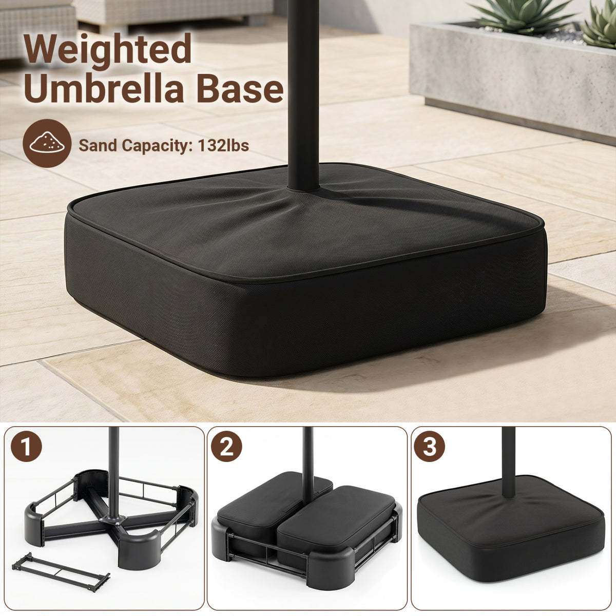 15.5FT Extra-Large Patio Umbrella with Base 12 Reinforced Ribs