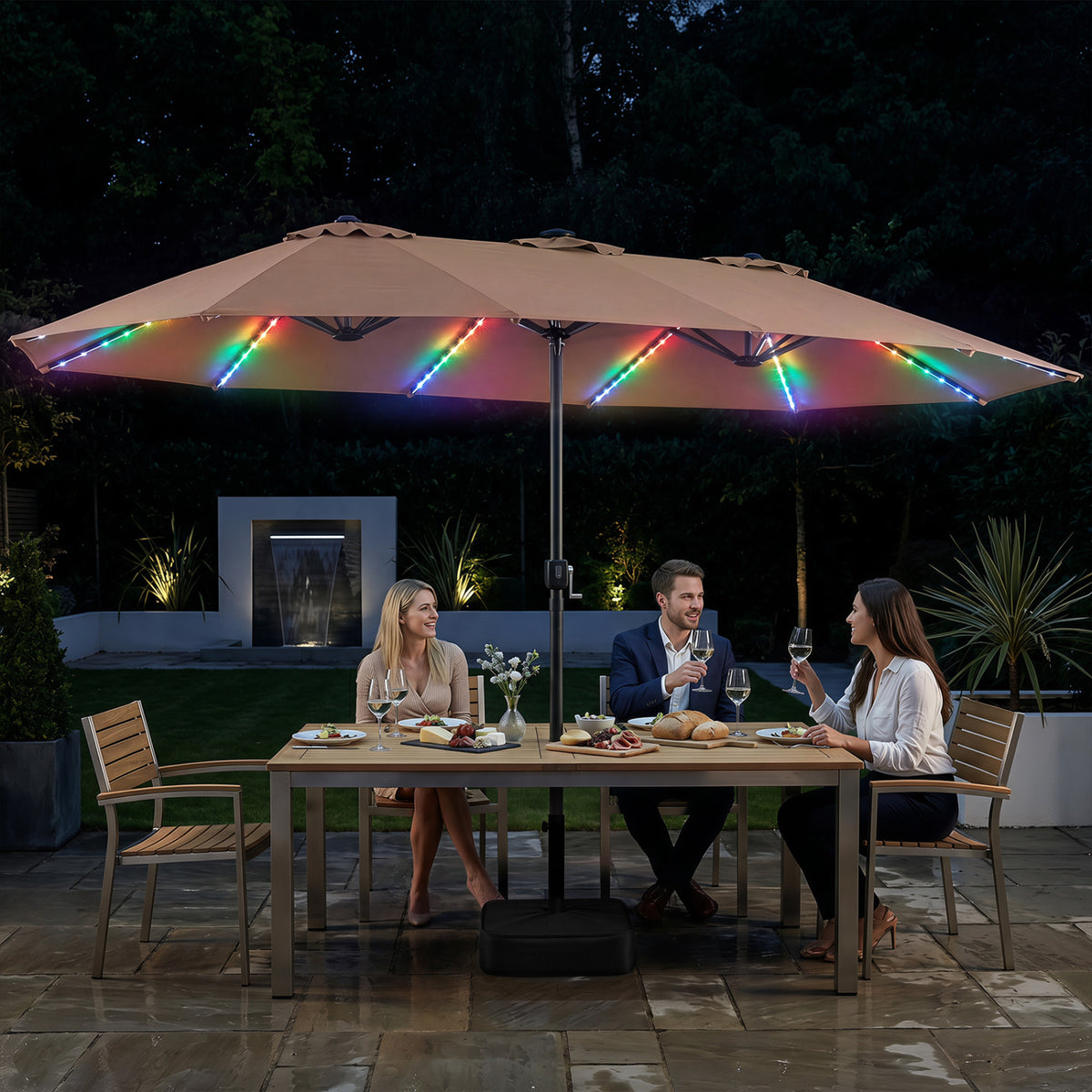 15.5FT Extra-Large Patio Umbrella with Base 12 Reinforced Ribs
