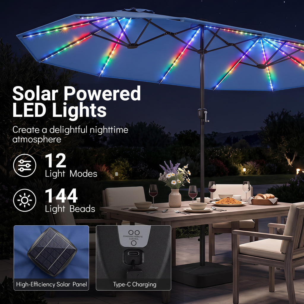 15.5FT Extra-Large Patio Umbrella with Base 12 Reinforced Ribs