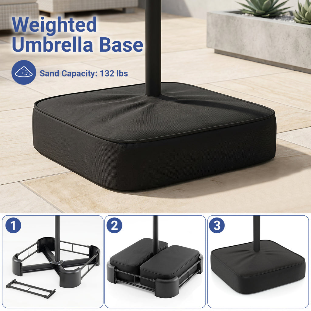 15.5FT Extra-Large Patio Umbrella with Base 12 Reinforced Ribs