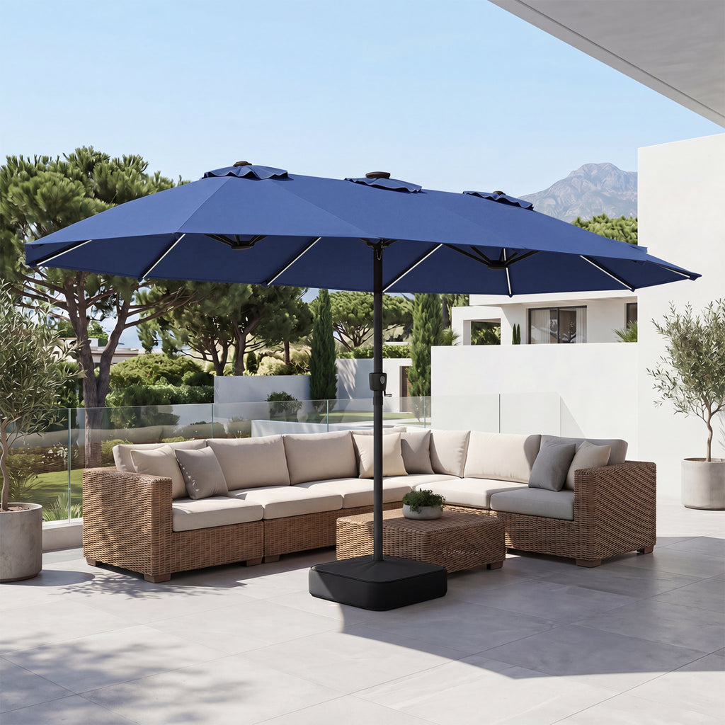 15.5FT Extra-Large Patio Umbrella with Base 12 Reinforced Ribs