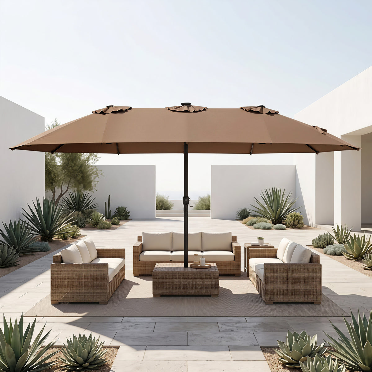15.5FT Extra-Large Patio Umbrella 12 Reinforced Metal Ribs
