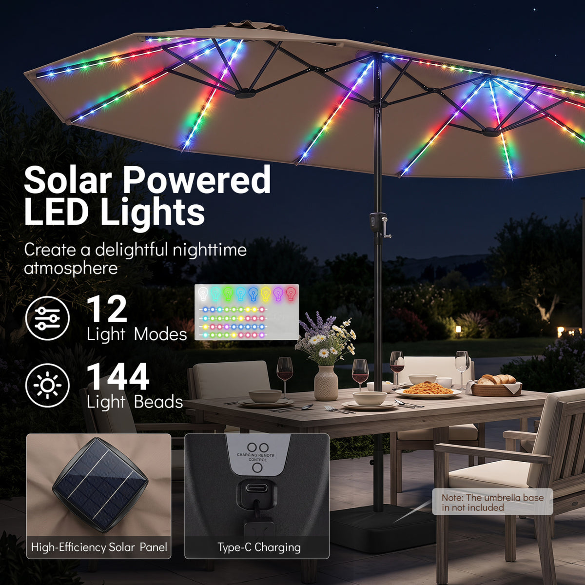 15.5FT Extra-Large Patio Umbrella 12 Reinforced Metal Ribs