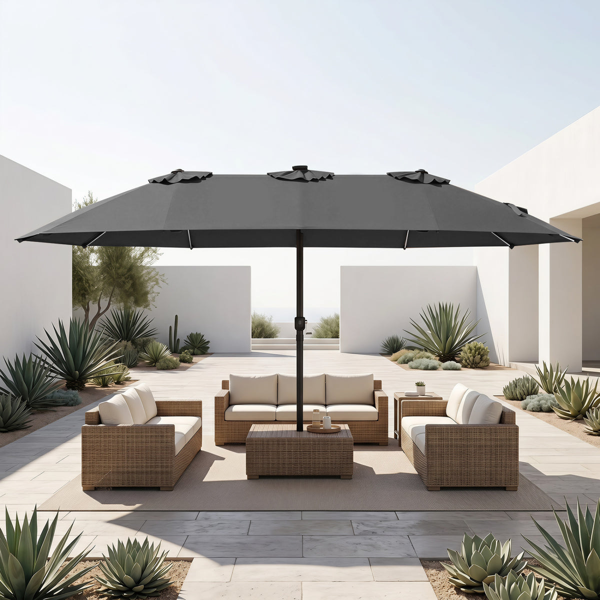 15.5FT Extra-Large Patio Umbrella 12 Reinforced Metal Ribs