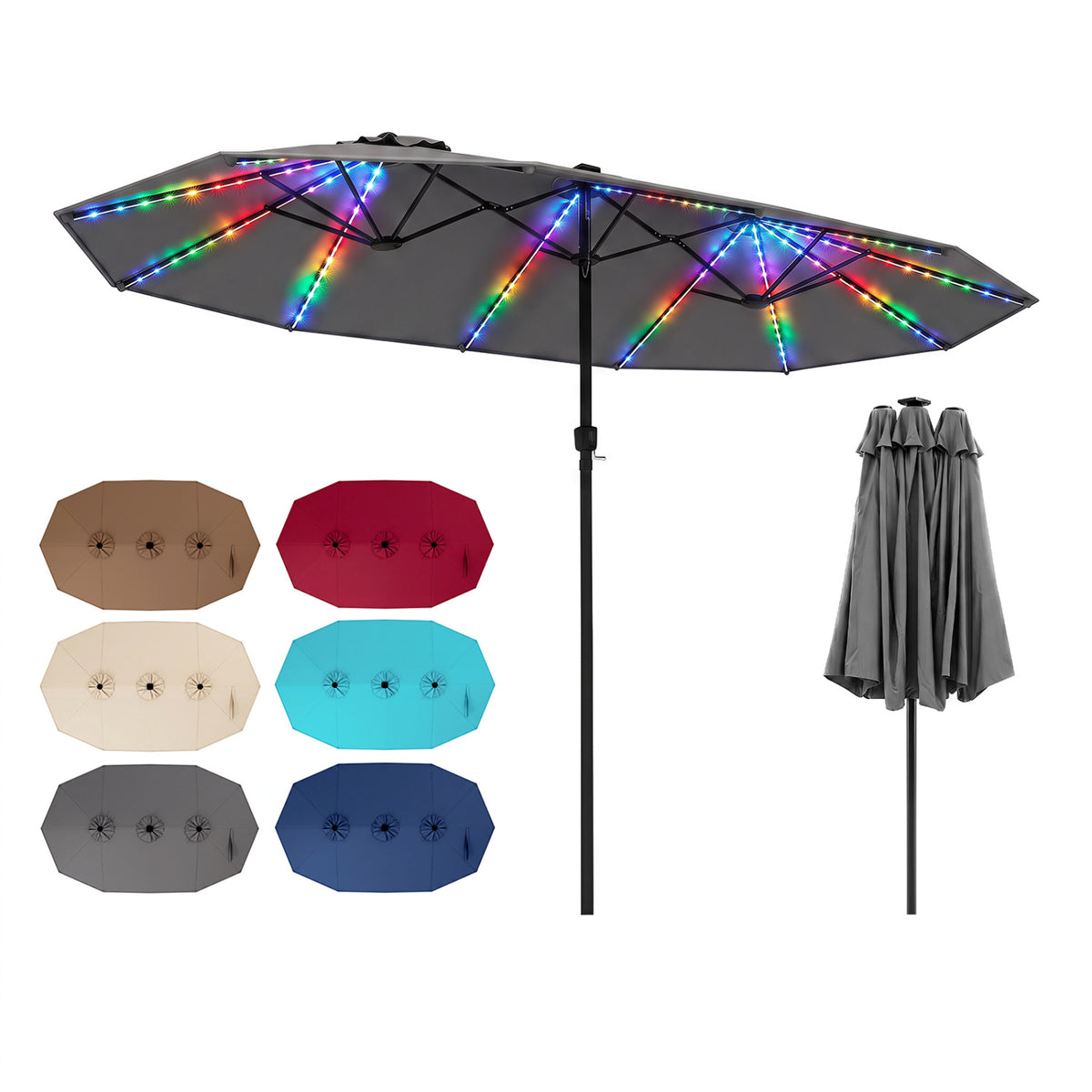 15.5FT Extra-Large Patio Umbrella 12 Reinforced Metal Ribs