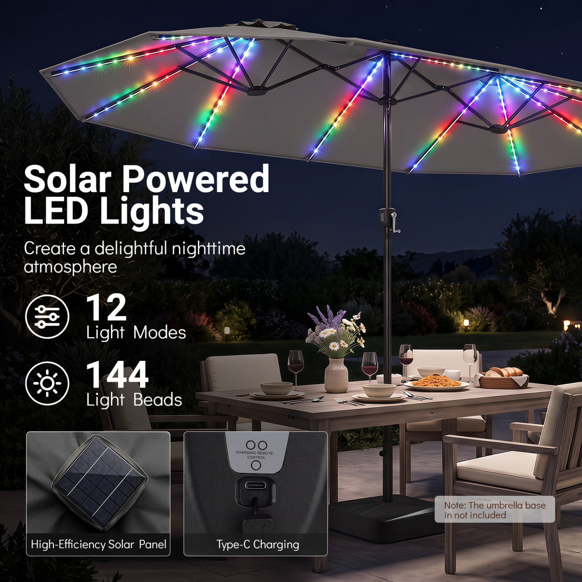 15.5FT Extra-Large Patio Umbrella 12 Reinforced Metal Ribs