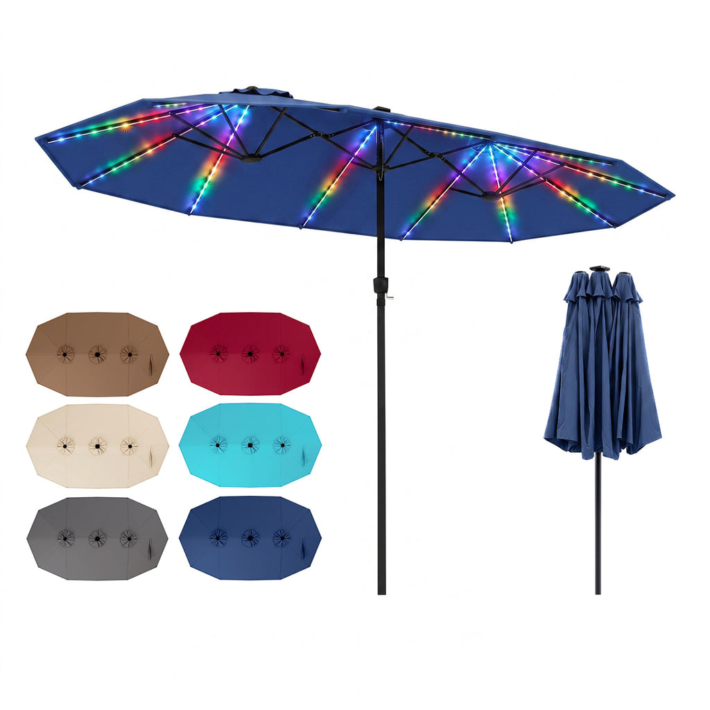 15.5FT Extra-Large Patio Umbrella 12 Reinforced Metal Ribs