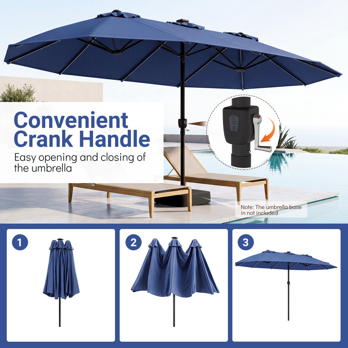 15.5FT Extra-Large Patio Umbrella 12 Reinforced Metal Ribs