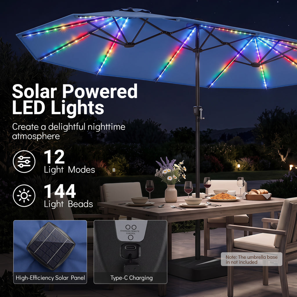 15.5FT Extra-Large Patio Umbrella 12 Reinforced Metal Ribs