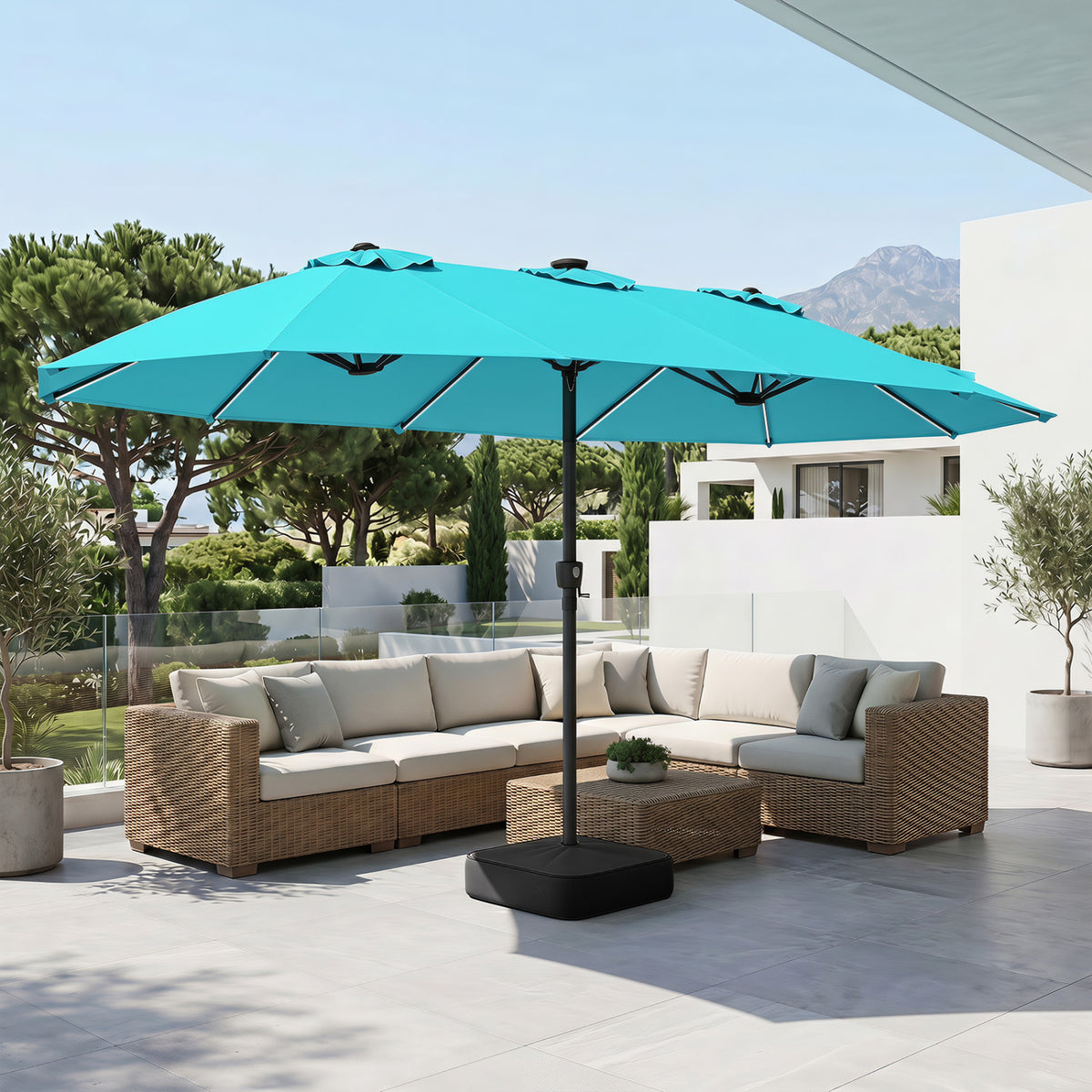 15.5FT Extra-Large Patio Umbrella with Base 12 Reinforced Ribs