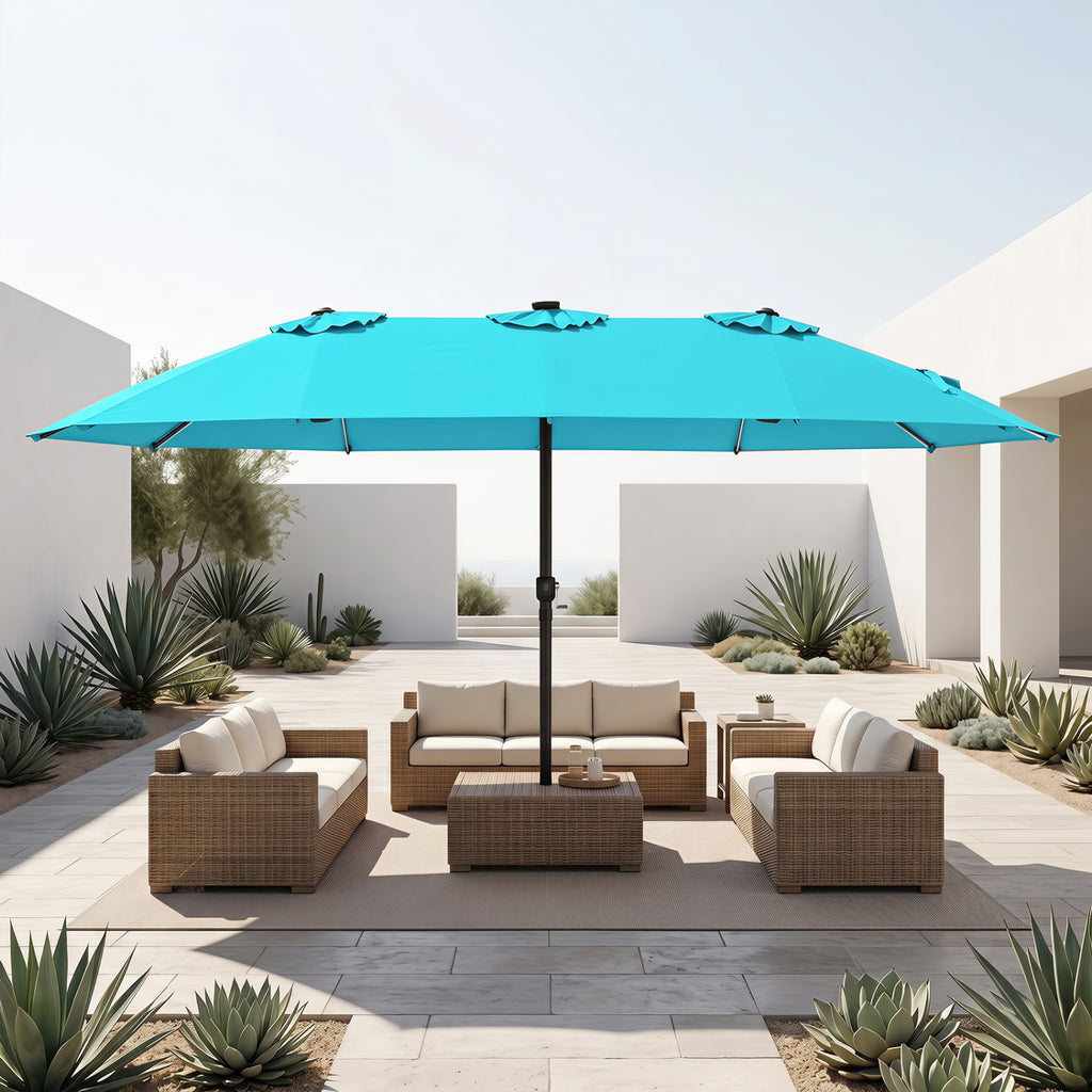 15.5FT Extra-Large Patio Umbrella with Base 12 Reinforced Ribs