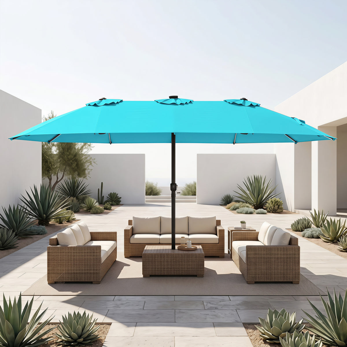 15.5FT Extra-Large Patio Umbrella with Base 12 Reinforced Ribs