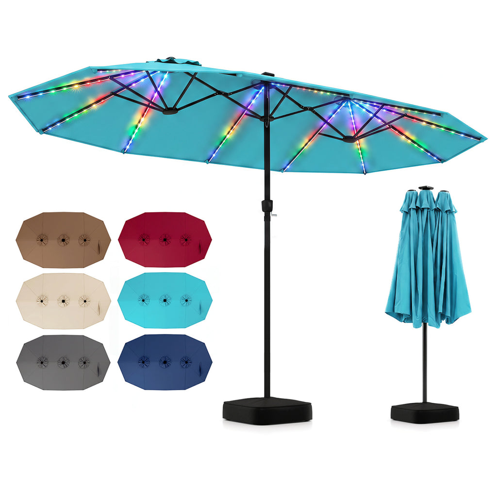 15.5FT Extra-Large Patio Umbrella with Base 12 Reinforced Ribs