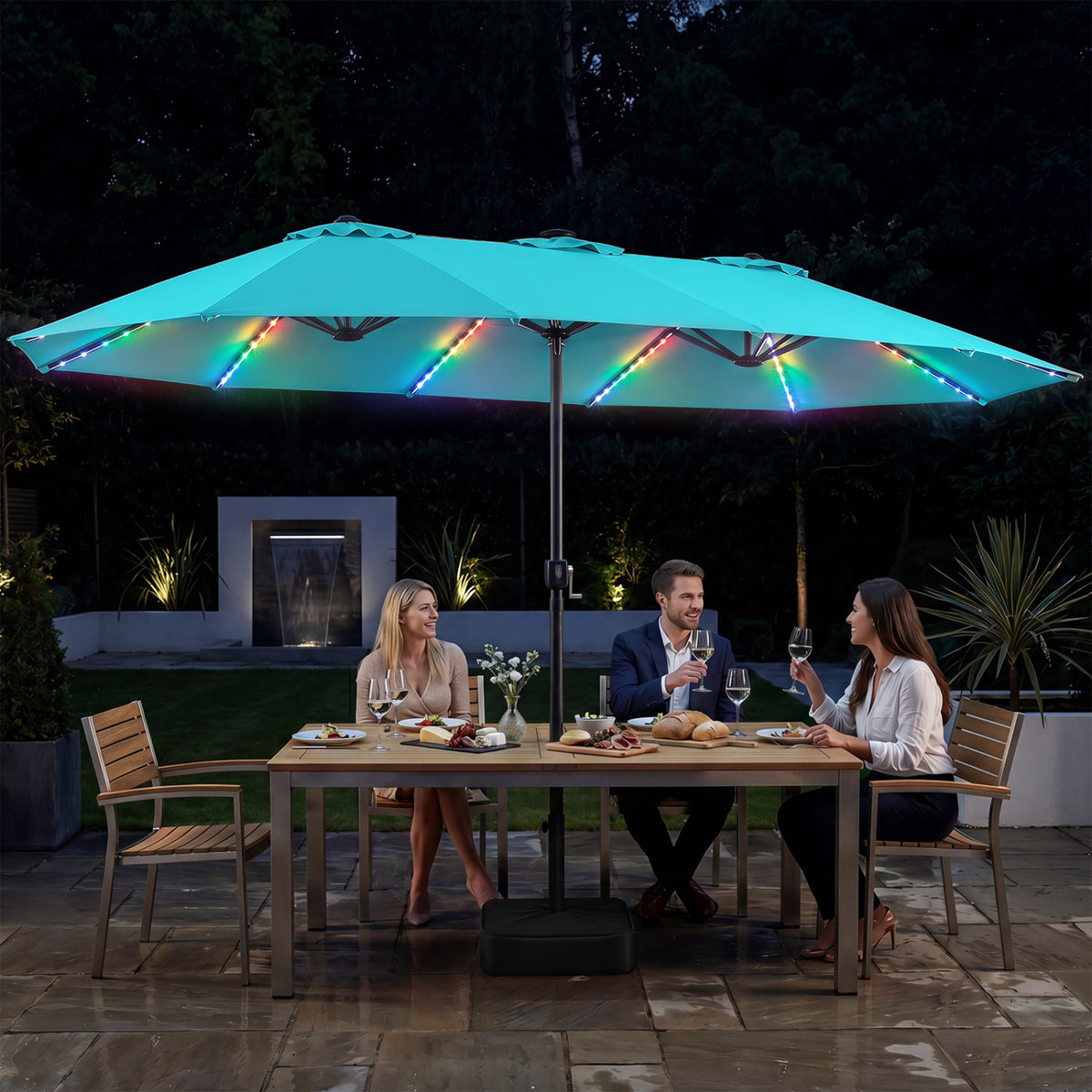 15.5FT Extra-Large Patio Umbrella with Base 12 Reinforced Ribs