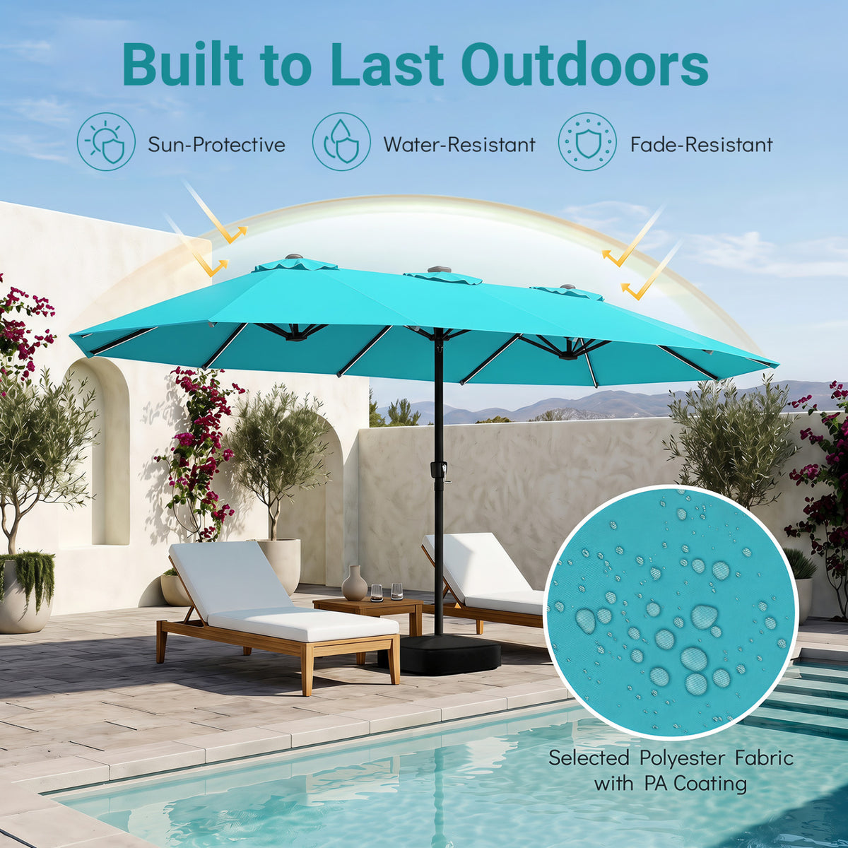 15.5FT Extra-Large Patio Umbrella with Base 12 Reinforced Ribs