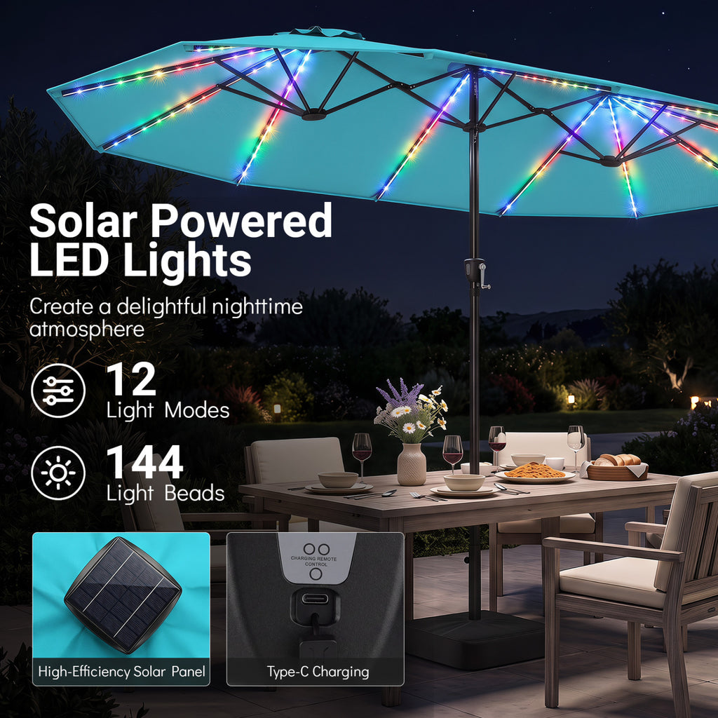 15.5FT Extra-Large Patio Umbrella with Base 12 Reinforced Ribs