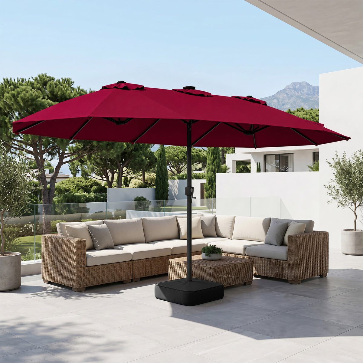 15.5FT Extra-Large Patio Umbrella with Base 12 Reinforced Ribs