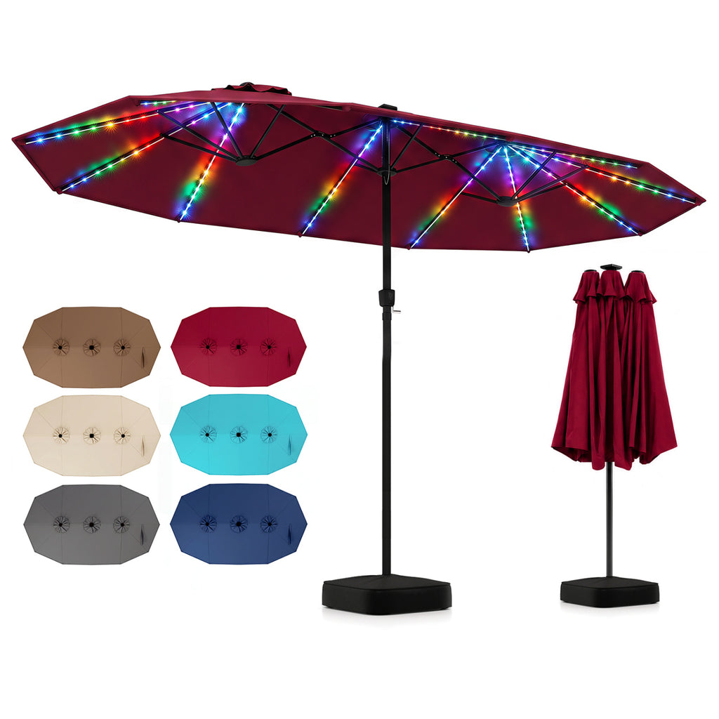 15.5FT Extra-Large Patio Umbrella with Base 12 Reinforced Ribs