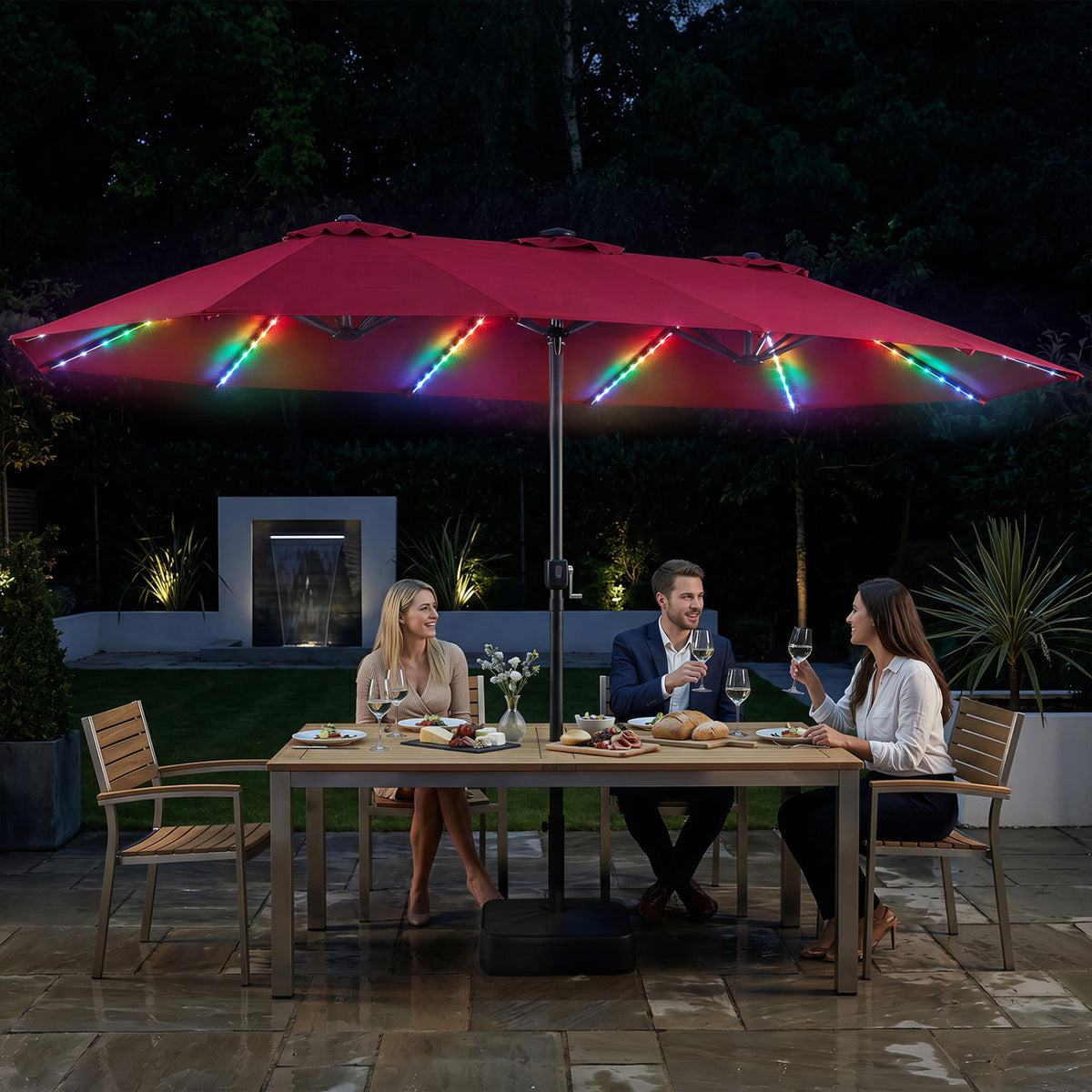 15.5FT Extra-Large Patio Umbrella with Base 12 Reinforced Ribs
