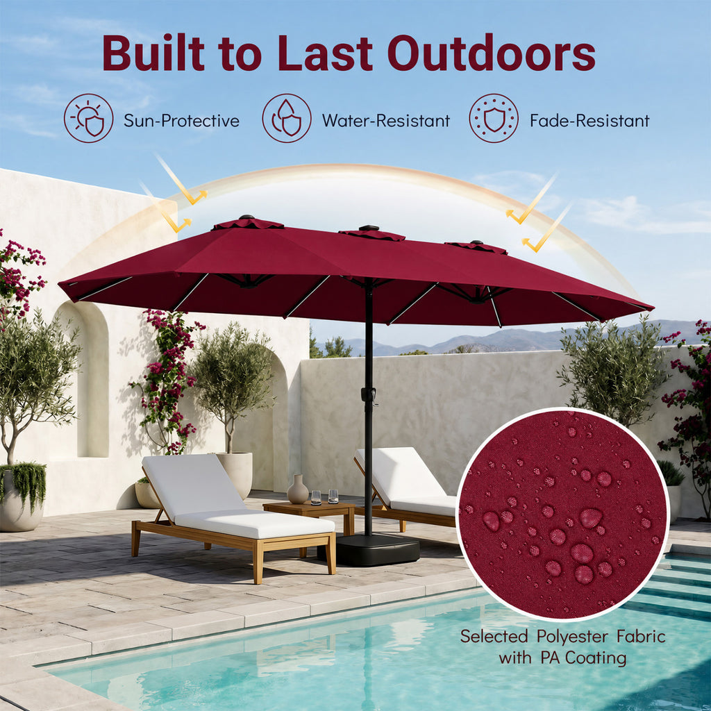 15.5FT Extra-Large Patio Umbrella with Base 12 Reinforced Ribs