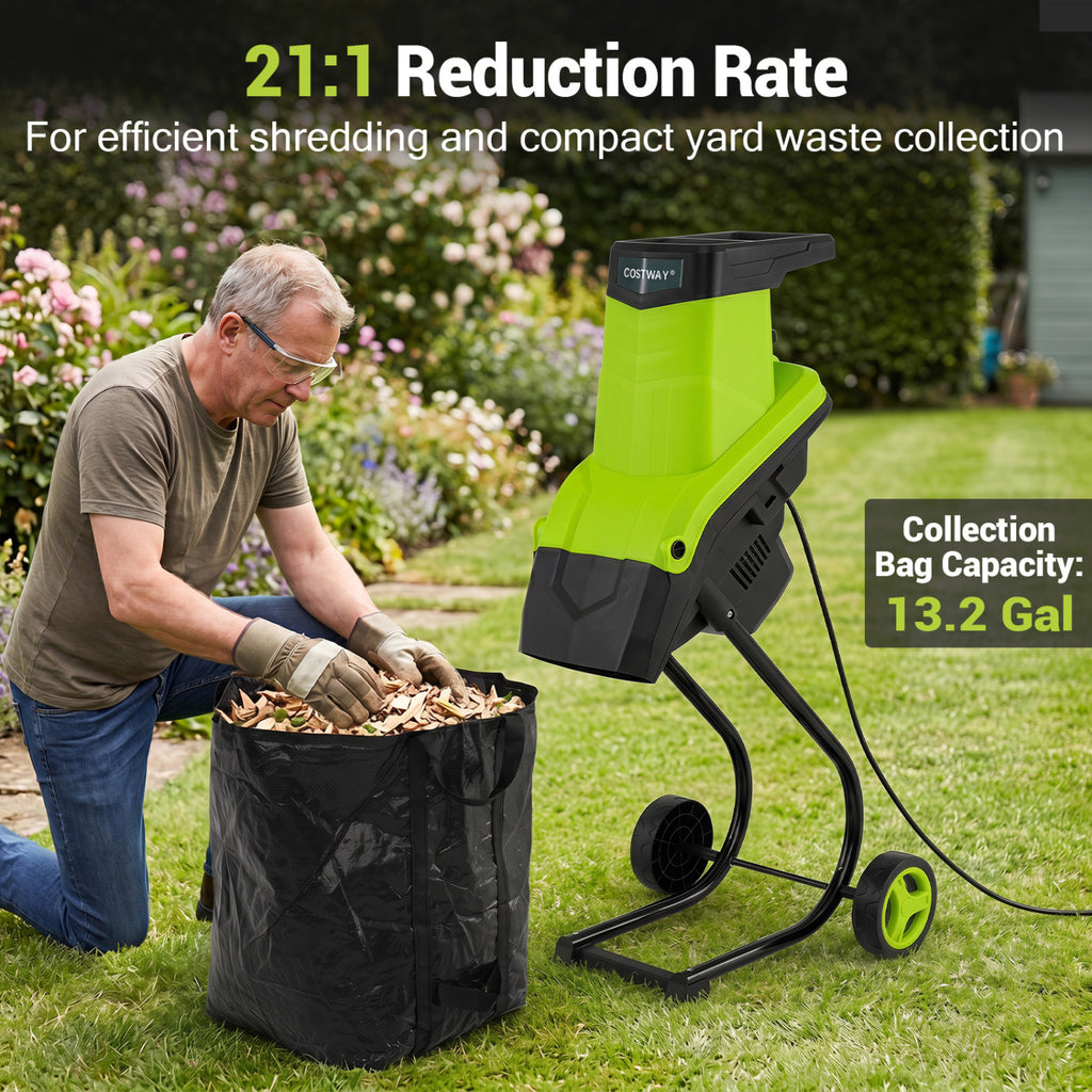 15-Amp Electric Wood Chipper Shredder Mulcher with 1.8 Inch Max