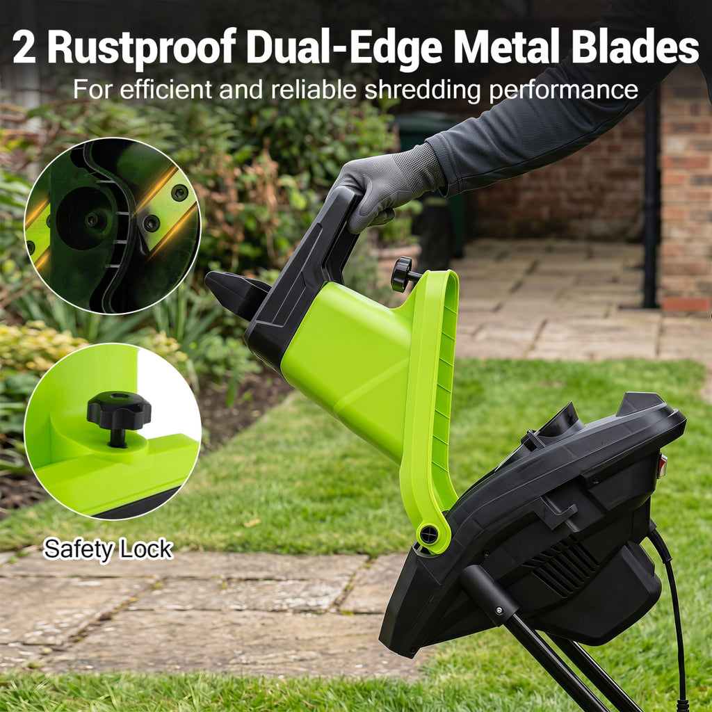 15-Amp Electric Wood Chipper Shredder Mulcher with 1.8 Inch Max