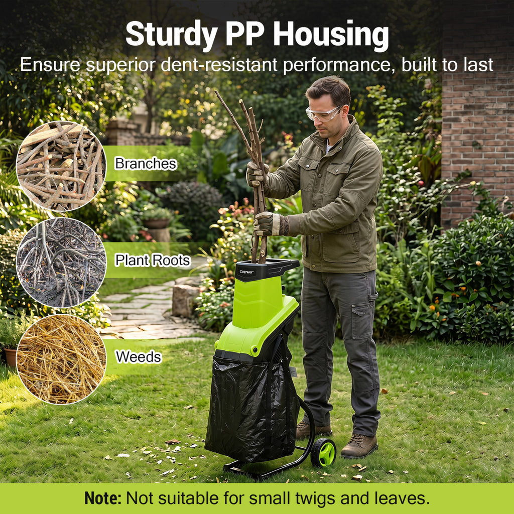 15-Amp Electric Wood Chipper Shredder Mulcher with 1.8 Inch Max