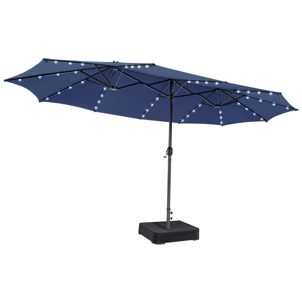 15FT Double-Sided Patio Umbrella with 48 LED Lights - Navy