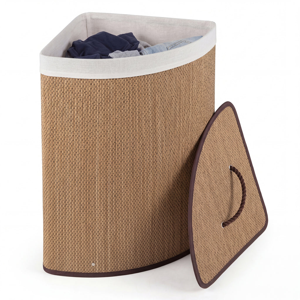 Bamboo Laundry Hamper 15 Gallon - Brown Fanshaped