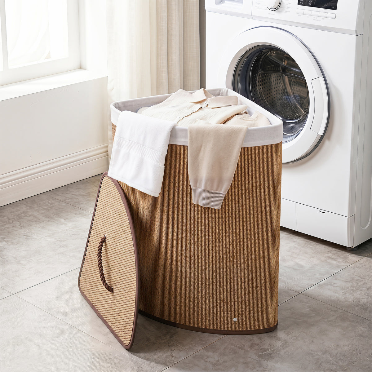 Bamboo Laundry Hamper 15 Gallon - Brown Fanshaped