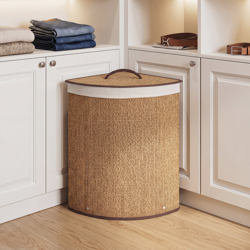 Bamboo Laundry Hamper 15 Gallon - Brown Fanshaped