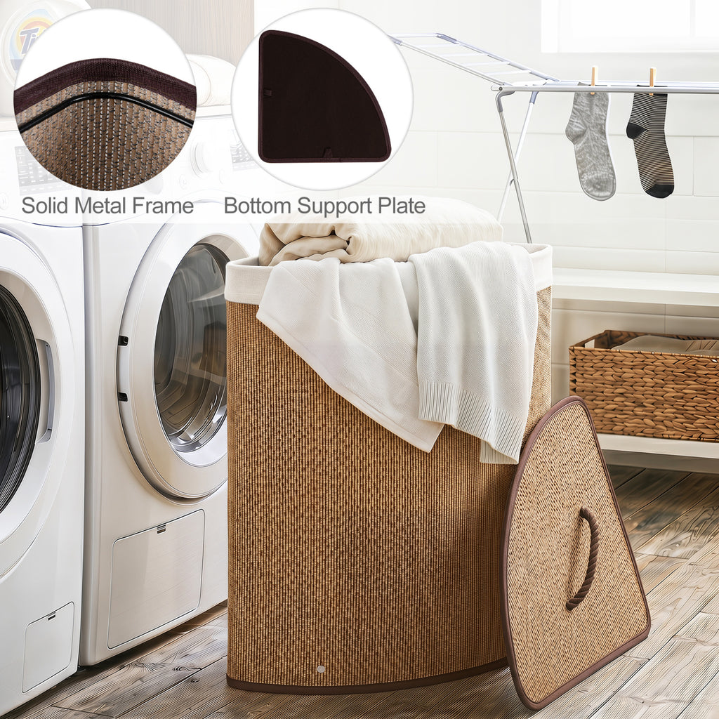Bamboo Laundry Hamper 15 Gallon - Brown Fanshaped