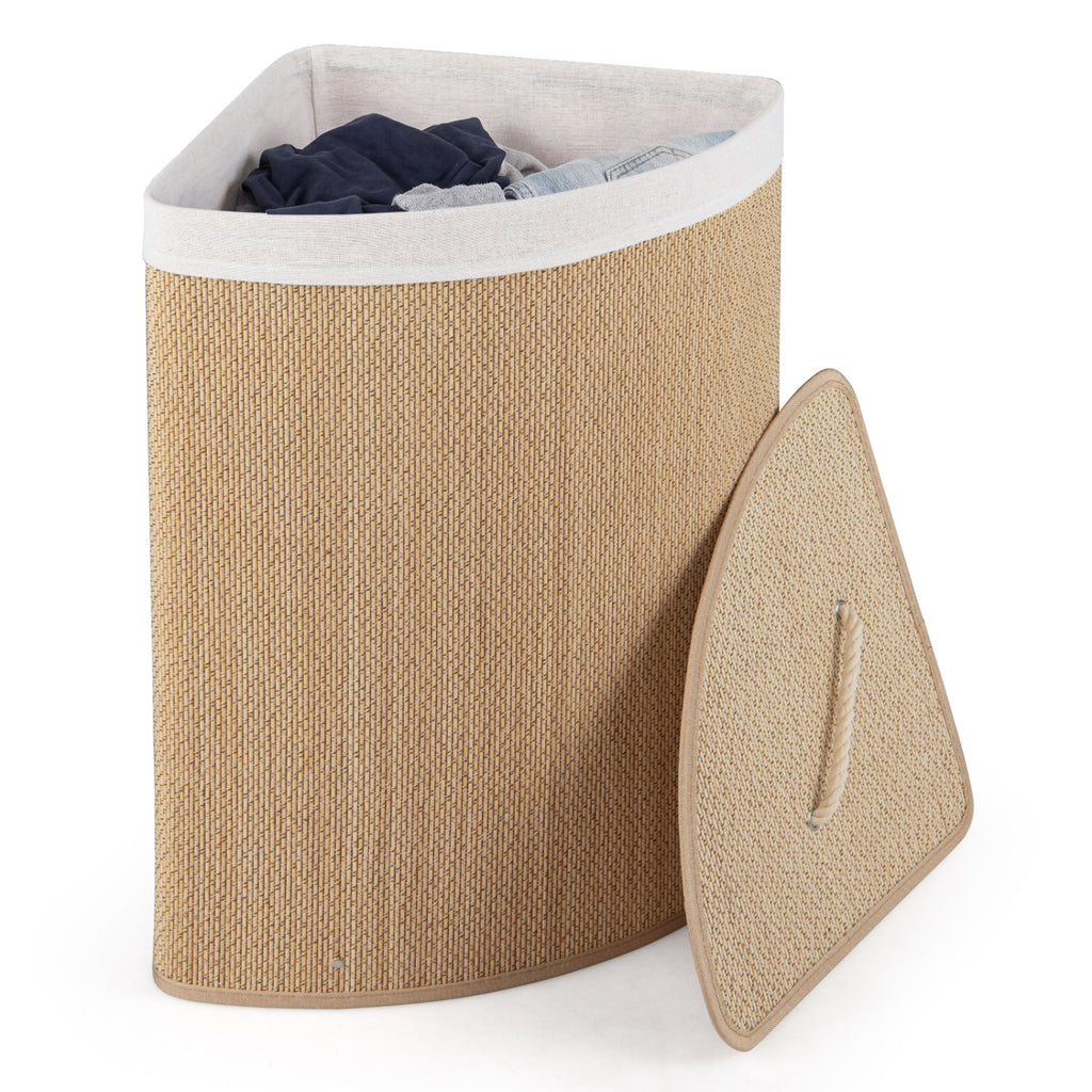 Bamboo Laundry Hamper 15 Gallon Fanshaped Natural