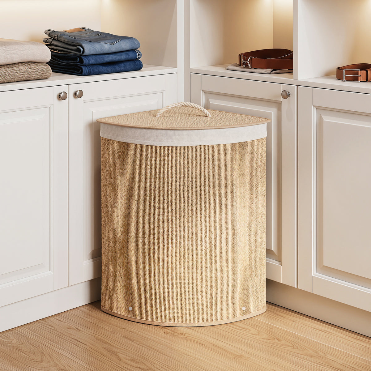 Bamboo Laundry Hamper 15 Gallon Fanshaped Natural